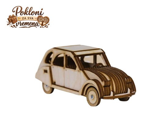 3D drvena slagalica – Citroen 2CV klasični model