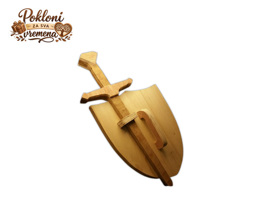 Personalizirani drveni mač sa štitom