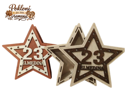 Personalizirana dekorativna drvena kutija zvijezda 23