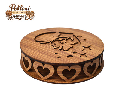 Personalizirana dekorativna drvena kutija okrugla