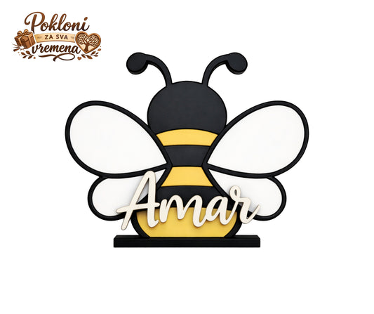 Personalizirani ukras sa imenom za dječiju sobu Pčelica